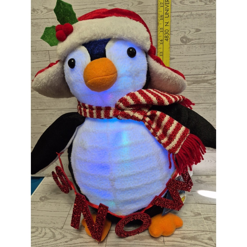 Christmas Penguin Light Up Decorations SNOW!  16 Inches Tall READ DESC.